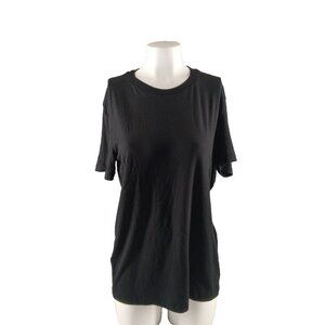 NWT INC Women T-shirt L(12-14) Black Modal Blend Knit Crew neck